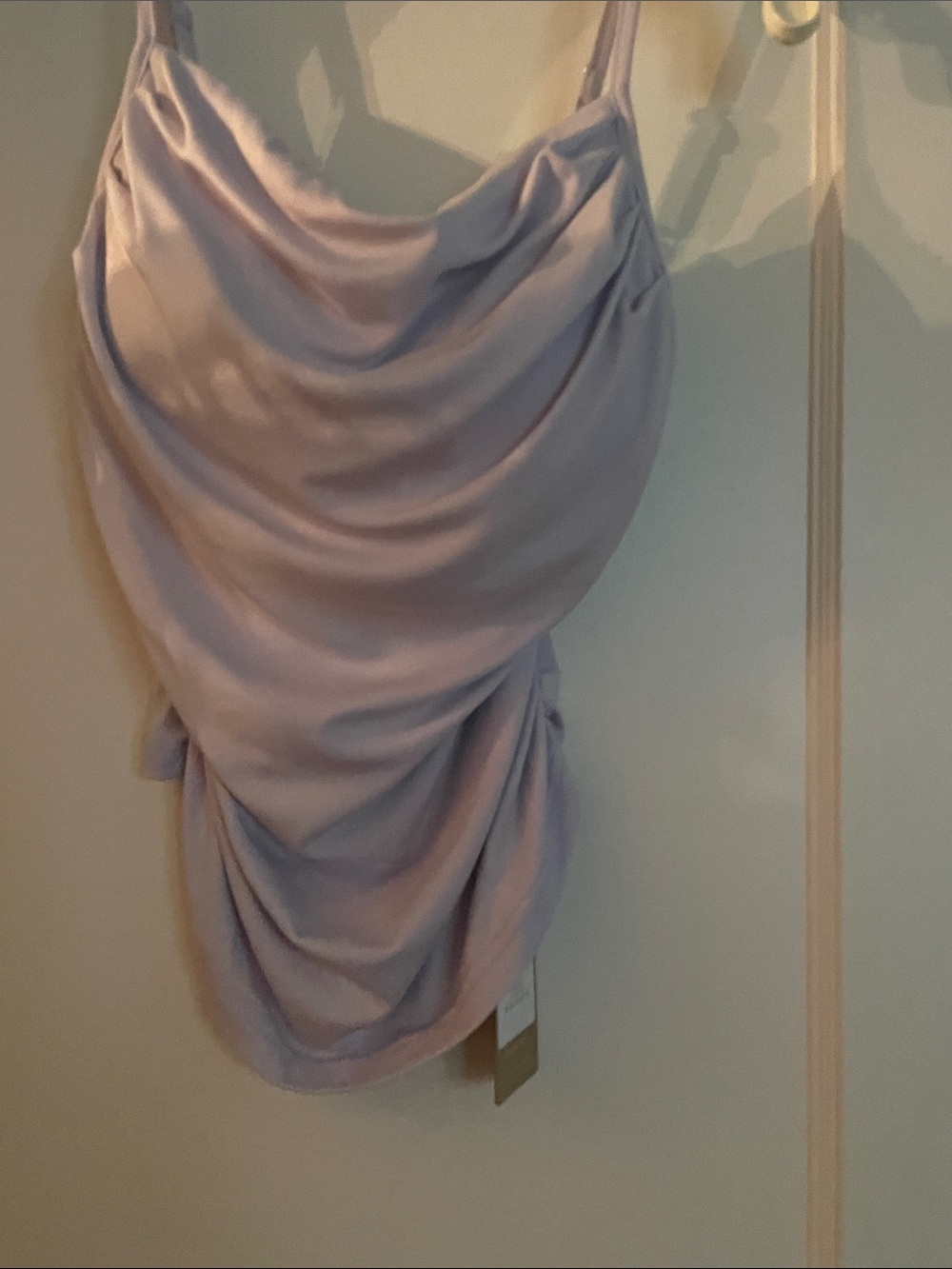 OGL Lavender Satin Drape Cowl Tank Top